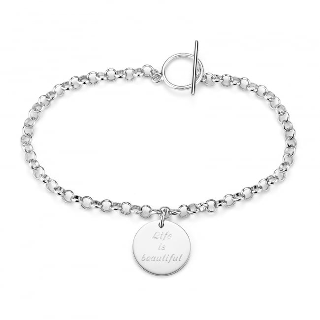 Bracelet mailles jaseron avec médaille 15 mm en Argent