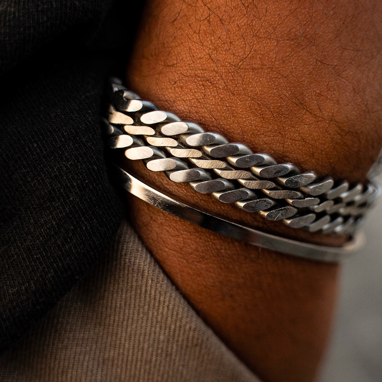 Bracelet magnétique bicolore en acier inoxydable - Bijoux Homme